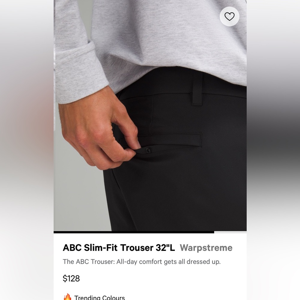 Lululemon Warpstreme ABC Slim-Fit Trouser 32”L - Picture 4 of 13